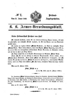 Kaiserlich-königliches Armee-Verordnungsblatt: Personal-Angelegenheiten 18600131 Seite: 5