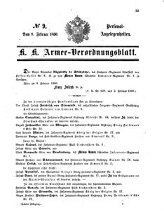 Kaiserlich-königliches Armee-Verordnungsblatt: Personal-Angelegenheiten 18600209 Seite: 1