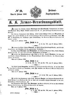 Kaiserlich-königliches Armee-Verordnungsblatt: Personal-Angelegenheiten 18600216 Seite: 1