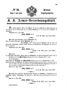 Kaiserlich-königliches Armee-Verordnungsblatt: Personal-Angelegenheiten 18600609 Seite: 1