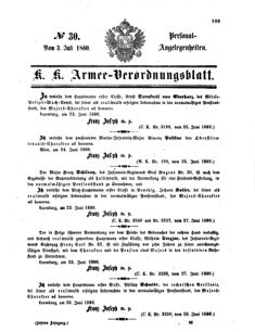 Kaiserlich-königliches Armee-Verordnungsblatt: Personal-Angelegenheiten 18600703 Seite: 1