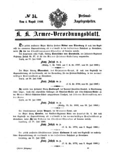 Kaiserlich-königliches Armee-Verordnungsblatt: Personal-Angelegenheiten 18600804 Seite: 1