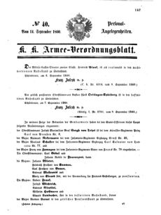 Kaiserlich-königliches Armee-Verordnungsblatt: Personal-Angelegenheiten 18600914 Seite: 1