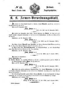 Kaiserlich-königliches Armee-Verordnungsblatt: Personal-Angelegenheiten 18601003 Seite: 1