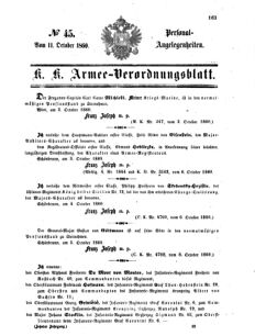 Kaiserlich-königliches Armee-Verordnungsblatt: Personal-Angelegenheiten 18601011 Seite: 1