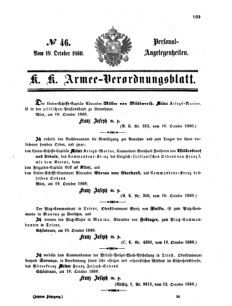 Kaiserlich-königliches Armee-Verordnungsblatt: Personal-Angelegenheiten 18601019 Seite: 1