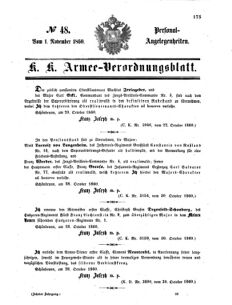 Kaiserlich-königliches Armee-Verordnungsblatt: Personal-Angelegenheiten 18601101 Seite: 1