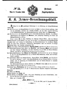 Kaiserlich-königliches Armee-Verordnungsblatt: Personal-Angelegenheiten 18601211 Seite: 1