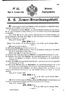 Kaiserlich-königliches Armee-Verordnungsblatt: Personal-Angelegenheiten 18601216 Seite: 1