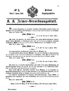 Kaiserlich-königliches Armee-Verordnungsblatt: Personal-Angelegenheiten 18610109 Seite: 1