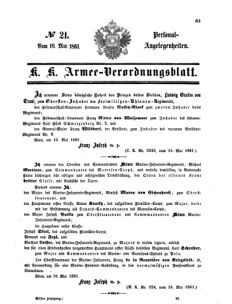 Kaiserlich-königliches Armee-Verordnungsblatt: Personal-Angelegenheiten