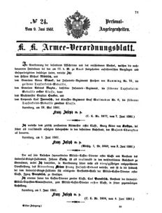 Kaiserlich-königliches Armee-Verordnungsblatt: Personal-Angelegenheiten 18610609 Seite: 1