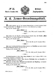 Kaiserlich-königliches Armee-Verordnungsblatt: Personal-Angelegenheiten 18611231 Seite: 1