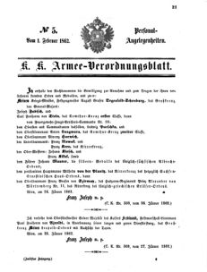 Kaiserlich-königliches Armee-Verordnungsblatt: Personal-Angelegenheiten 18620201 Seite: 1