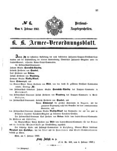 Kaiserlich-königliches Armee-Verordnungsblatt: Personal-Angelegenheiten 18620208 Seite: 1