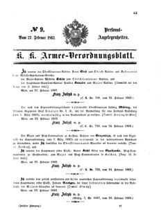 Kaiserlich-königliches Armee-Verordnungsblatt: Personal-Angelegenheiten 18620227 Seite: 1