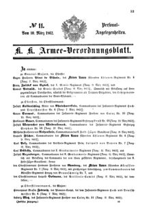 Kaiserlich-königliches Armee-Verordnungsblatt: Personal-Angelegenheiten 18620310 Seite: 1