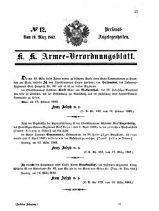 Kaiserlich-königliches Armee-Verordnungsblatt: Personal-Angelegenheiten 18620319 Seite: 1