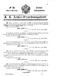 Kaiserlich-königliches Armee-Verordnungsblatt: Personal-Angelegenheiten 18620430 Seite: 1