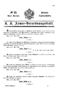 Kaiserlich-königliches Armee-Verordnungsblatt: Personal-Angelegenheiten 18620508 Seite: 1