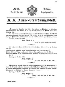 Kaiserlich-königliches Armee-Verordnungsblatt: Personal-Angelegenheiten 18620531 Seite: 1