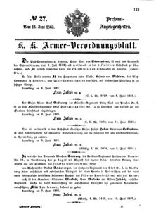 Kaiserlich-königliches Armee-Verordnungsblatt: Personal-Angelegenheiten 18620613 Seite: 1