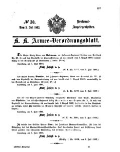 Kaiserlich-königliches Armee-Verordnungsblatt: Personal-Angelegenheiten 18620705 Seite: 1