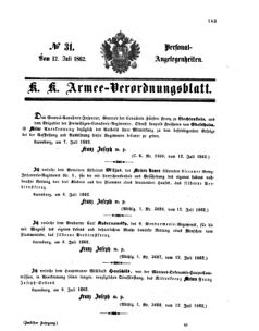 Kaiserlich-königliches Armee-Verordnungsblatt: Personal-Angelegenheiten 18620712 Seite: 1