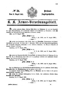 Kaiserlich-königliches Armee-Verordnungsblatt: Personal-Angelegenheiten 18620815 Seite: 1