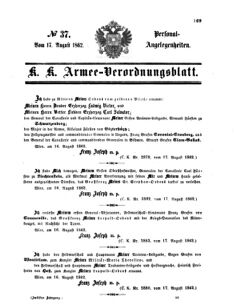 Kaiserlich-königliches Armee-Verordnungsblatt: Personal-Angelegenheiten 18620817 Seite: 1