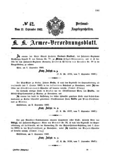 Kaiserlich-königliches Armee-Verordnungsblatt: Personal-Angelegenheiten 18620913 Seite: 1