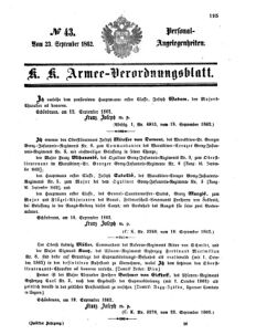 Kaiserlich-königliches Armee-Verordnungsblatt: Personal-Angelegenheiten 18620923 Seite: 1