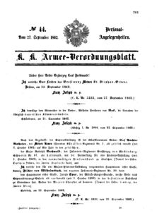 Kaiserlich-königliches Armee-Verordnungsblatt: Personal-Angelegenheiten 18620927 Seite: 1