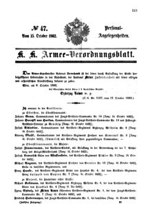 Kaiserlich-königliches Armee-Verordnungsblatt: Personal-Angelegenheiten 18621015 Seite: 1