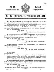 Kaiserlich-königliches Armee-Verordnungsblatt: Personal-Angelegenheiten 18621220 Seite: 1