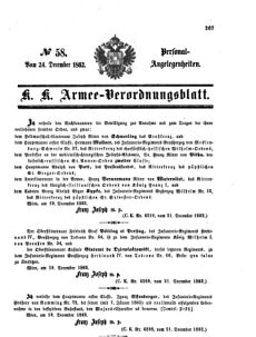 Kaiserlich-königliches Armee-Verordnungsblatt: Personal-Angelegenheiten 18621224 Seite: 1