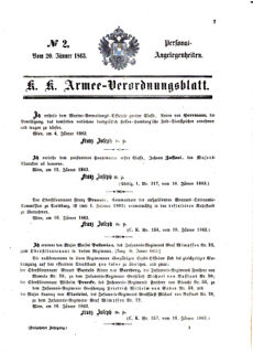 Kaiserlich-königliches Armee-Verordnungsblatt: Personal-Angelegenheiten 18630120 Seite: 1