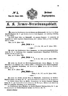 Kaiserlich-königliches Armee-Verordnungsblatt: Personal-Angelegenheiten 18630128 Seite: 1