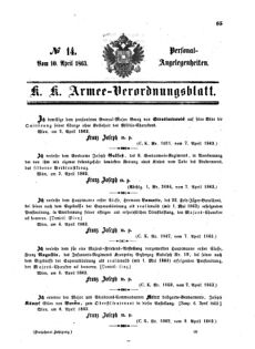 Kaiserlich-königliches Armee-Verordnungsblatt: Personal-Angelegenheiten 18630410 Seite: 1