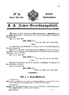 Kaiserlich-königliches Armee-Verordnungsblatt: Personal-Angelegenheiten 18630418 Seite: 1