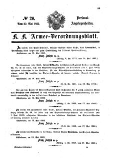 Kaiserlich-königliches Armee-Verordnungsblatt: Personal-Angelegenheiten 18630522 Seite: 1