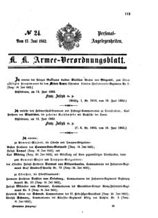 Kaiserlich-königliches Armee-Verordnungsblatt: Personal-Angelegenheiten 18630617 Seite: 1