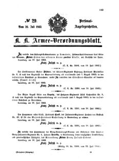 Kaiserlich-königliches Armee-Verordnungsblatt: Personal-Angelegenheiten 18630726 Seite: 1