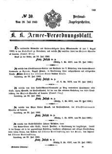 Kaiserlich-königliches Armee-Verordnungsblatt: Personal-Angelegenheiten 18630729 Seite: 1