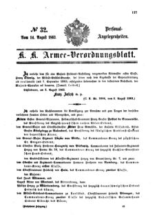 Kaiserlich-königliches Armee-Verordnungsblatt: Personal-Angelegenheiten 18630814 Seite: 1