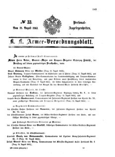 Kaiserlich-königliches Armee-Verordnungsblatt: Personal-Angelegenheiten 18630818 Seite: 1