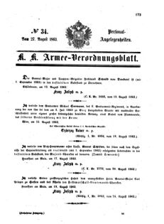 Kaiserlich-königliches Armee-Verordnungsblatt: Personal-Angelegenheiten 18630827 Seite: 1