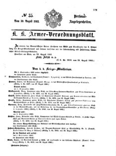 Kaiserlich-königliches Armee-Verordnungsblatt: Personal-Angelegenheiten 18630830 Seite: 1