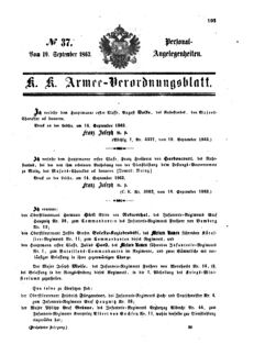 Kaiserlich-königliches Armee-Verordnungsblatt: Personal-Angelegenheiten 18630919 Seite: 1