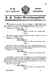 Kaiserlich-königliches Armee-Verordnungsblatt: Personal-Angelegenheiten 18630927 Seite: 1